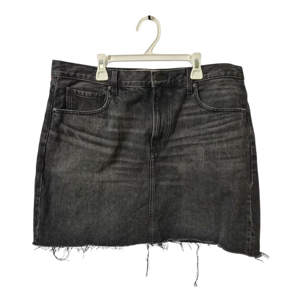 Everlane The Denim Jean Skirt Womens 32 Washed Black Raw Hem Cotton Pockets